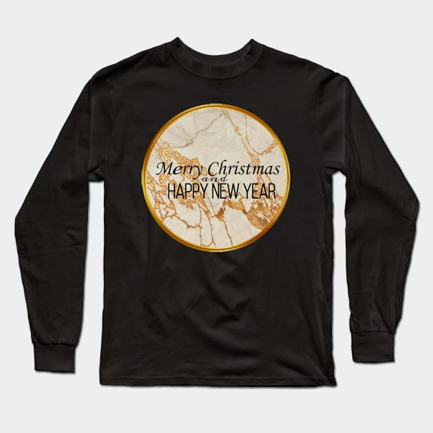 Merry Christmas and Happy New Year golden elegant design Long Sleeve T-Shirt by AGRHouse